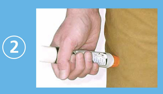 EpiPen švirkšto panaudojimo žingsniai
